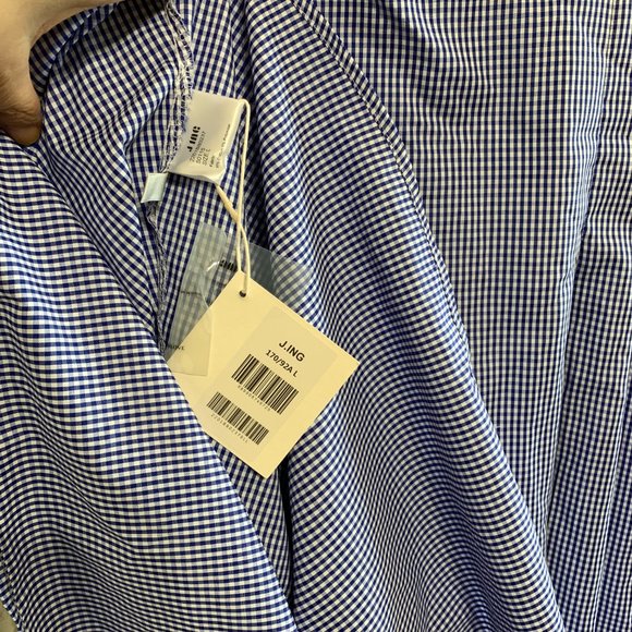 J. ING Off-Shoulder Gingham Blue Midi Fit & Flare Dress NWT Womens Size Large - Picture 5 of 14